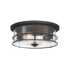 Minka-Lavery Lorenth 15 in. 2-Light Flush Mount, Dark Matte Black with Clear Glass Drum Shade