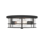 Minka-Lavery Lorenth 15 in. 2-Light Flush Mount, Dark Matte Black with Clear Glass Drum Shade