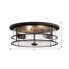 Minka-Lavery Lorenth 15 in. 2-Light Flush Mount, Dark Matte Black with Clear Glass Drum Shade