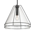Minka-Lavery Lorenth 18 in. Pendant Light, Dark Matte Black with Clear Cone Glass