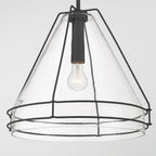 Minka-Lavery Lorenth 18 in. Pendant Light, Dark Matte Black with Clear Cone Glass