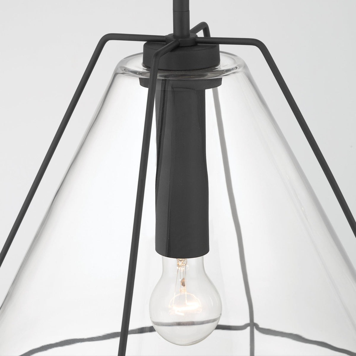 Minka-Lavery Lorenth 18 in. Pendant Light, Dark Matte Black with Clear Cone Glass