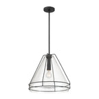 Minka-Lavery Lorenth 18 in. Pendant Light, Dark Matte Black with Clear Cone Glass