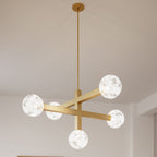 Minka-Lavery Narra 47 in. 5-Light Chandelier, Legacy Brass with White Bubble Glass