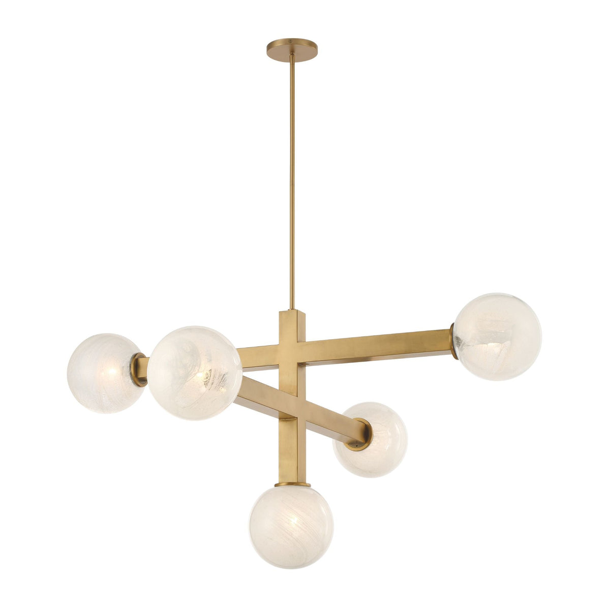 Minka-Lavery Narra 47 in. 5-Light Chandelier, Legacy Brass with White Bubble Glass