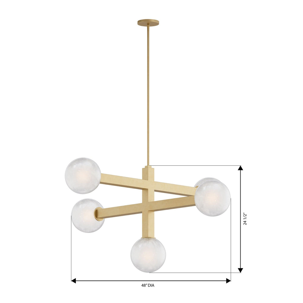 Minka-Lavery Narra 47 in. 5-Light Chandelier, Legacy Brass with White Bubble Glass