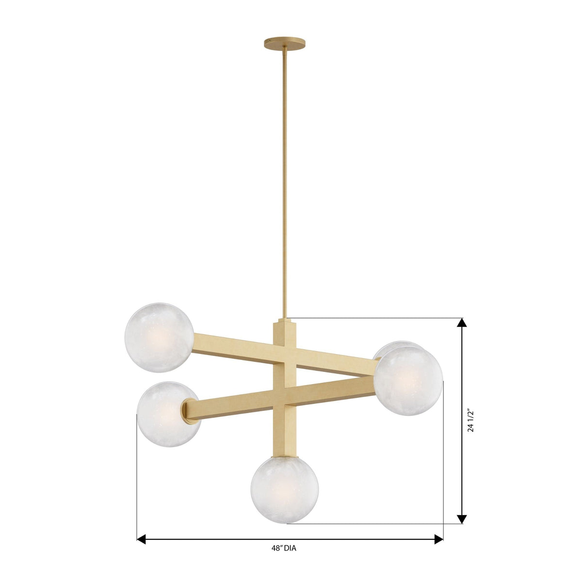 Minka-Lavery Narra 47 in. 5-Light Chandelier, Legacy Brass with White Bubble Glass