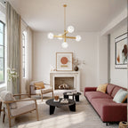 Minka-Lavery Narra 47 in. 5-Light Chandelier, Legacy Brass with White Bubble Glass