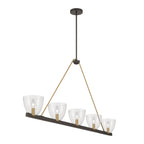 Minka-Lavery Noellea 61 in. 5-Light Linear Chandelier, Dark Bronze & Legacy Brass with Clear Glass Shades
