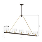 Minka-Lavery Noellea 61 in. 5-Light Linear Chandelier, Dark Bronze & Legacy Brass with Clear Glass Shades