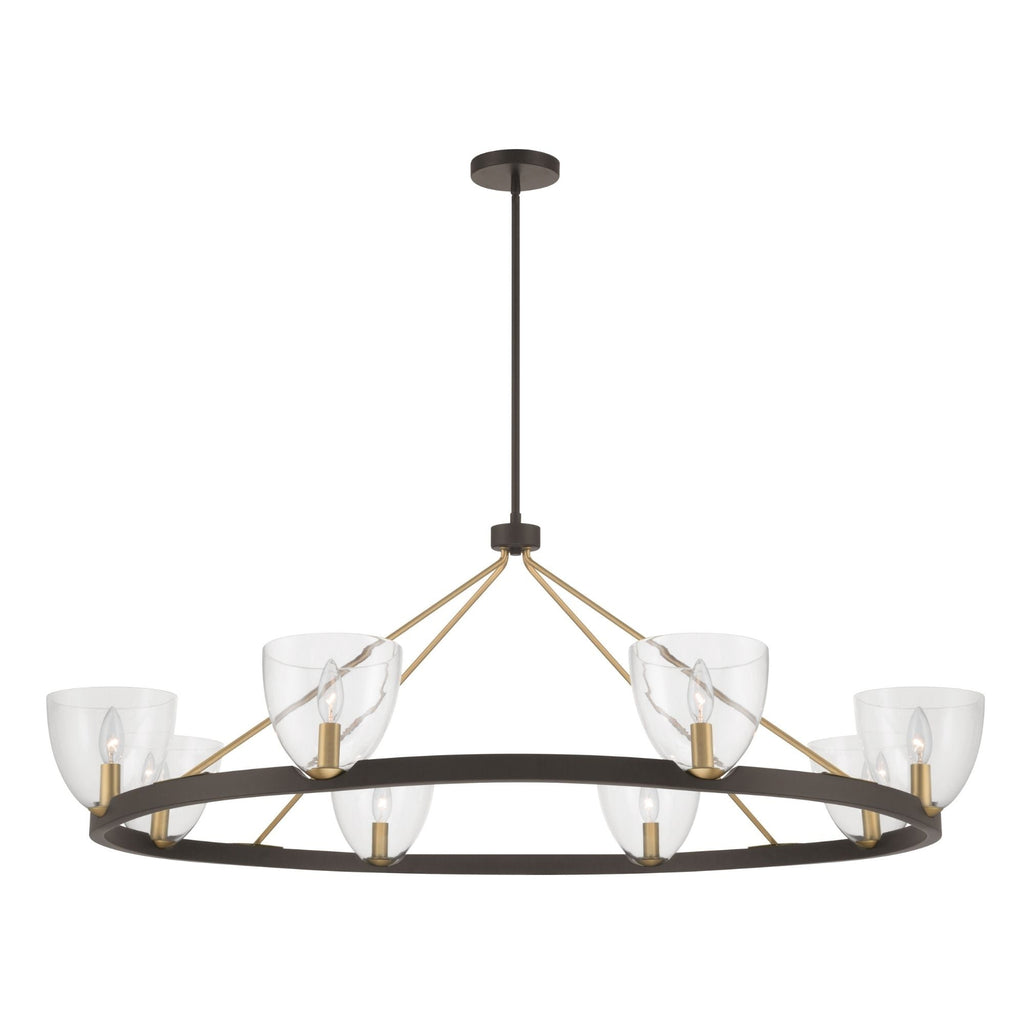 Minka-Lavery Noellea 50 in. 8-Light Chandelier, Dark Bronze & Legacy Brass with Clear Glass Shades