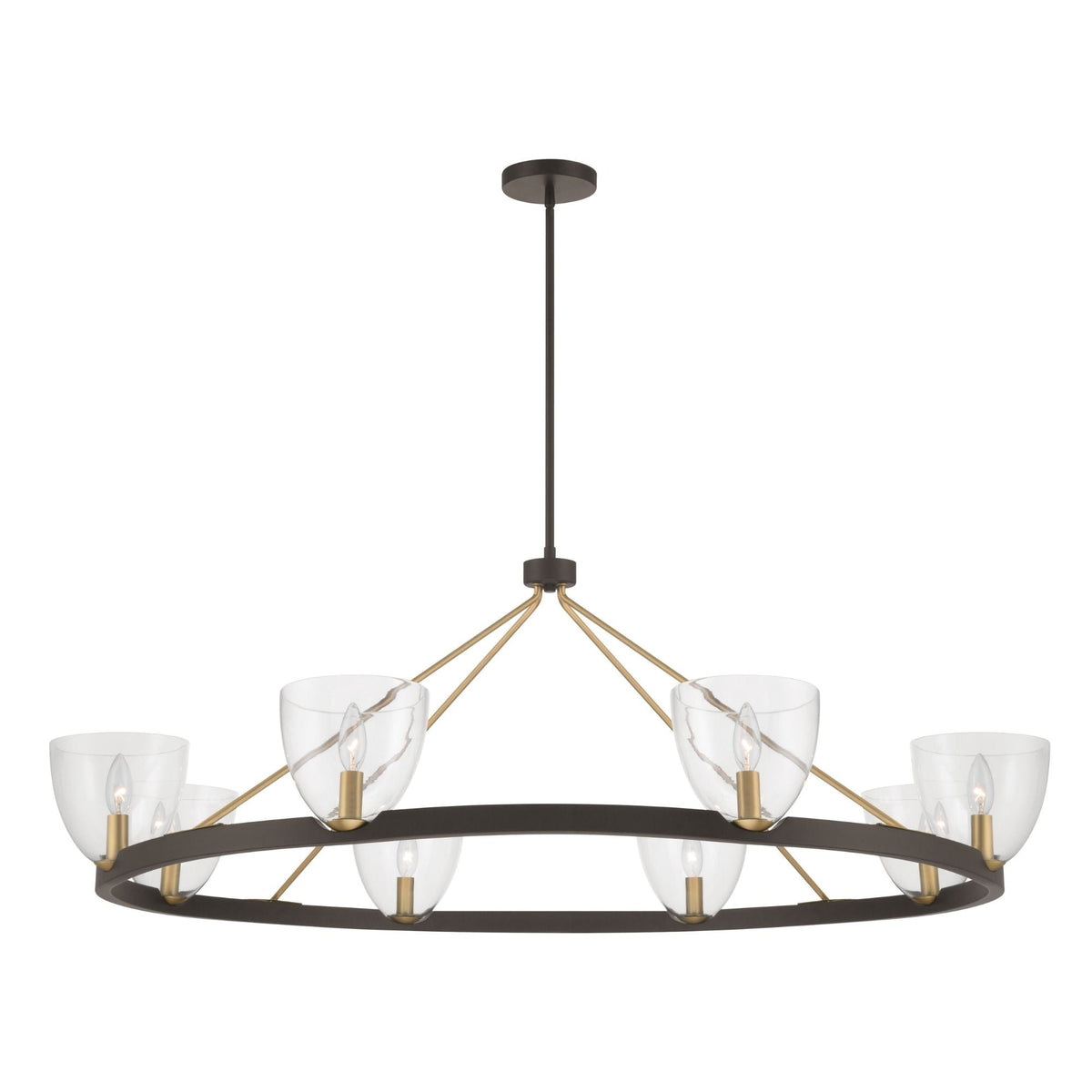 Minka-Lavery Noellea 50 in. 8-Light Chandelier, Dark Bronze & Legacy Brass with Clear Glass Shades