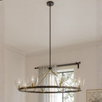 Minka-Lavery Noellea 50 in. 8-Light Chandelier, Dark Bronze & Legacy Brass with Clear Glass Shades