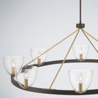 Minka-Lavery Noellea 50 in. 8-Light Chandelier, Dark Bronze & Legacy Brass with Clear Glass Shades