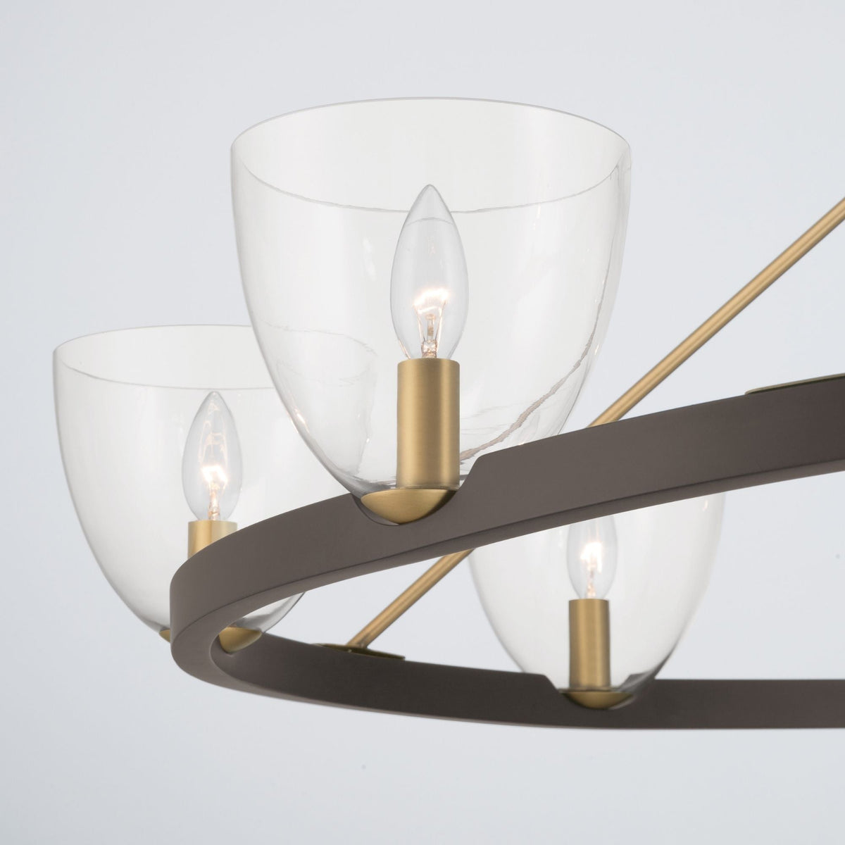 Minka-Lavery Noellea 50 in. 8-Light Chandelier, Dark Bronze & Legacy Brass with Clear Glass Shades