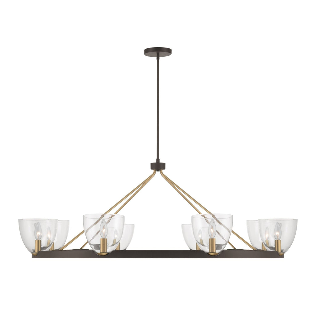 Minka-Lavery Noellea 50 in. 8-Light Chandelier, Dark Bronze & Legacy Brass with Clear Glass Shades