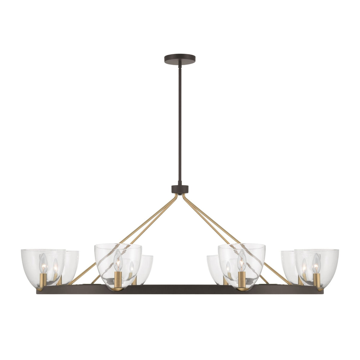 Minka-Lavery Noellea 50 in. 8-Light Chandelier, Dark Bronze & Legacy Brass with Clear Glass Shades