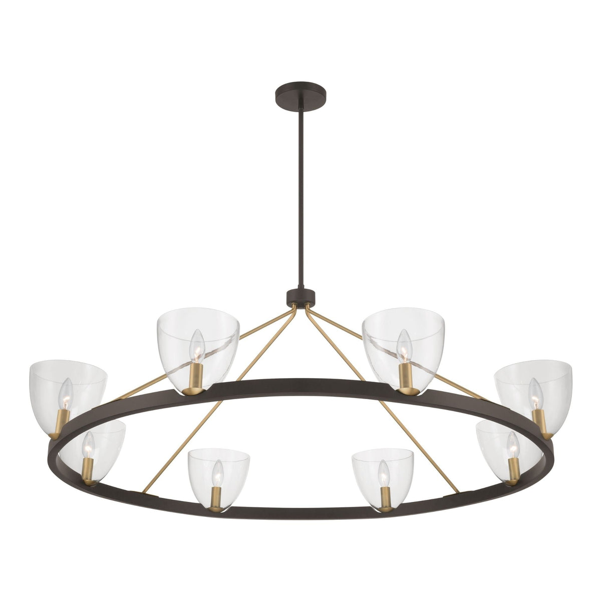 Minka-Lavery Noellea 50 in. 8-Light Chandelier, Dark Bronze & Legacy Brass with Clear Glass Shades