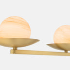 Minka-Lavery Olenne 64 in. 5-Light Linear Chandelier, Legacy Brass with Etched Amber Swirl Glass
