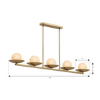 Minka-Lavery Olenne 64 in. 5-Light Linear Chandelier, Legacy Brass with Etched Amber Swirl Glass