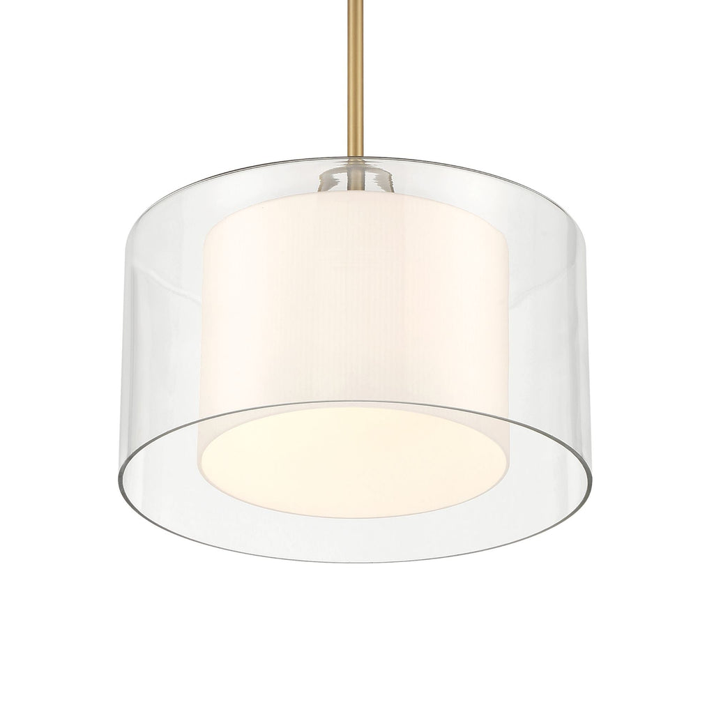 Minka-Lavery Seville 12.75 in. Semi-Flush Mount, Legacy Brass with Clear and Etched Opal Glass