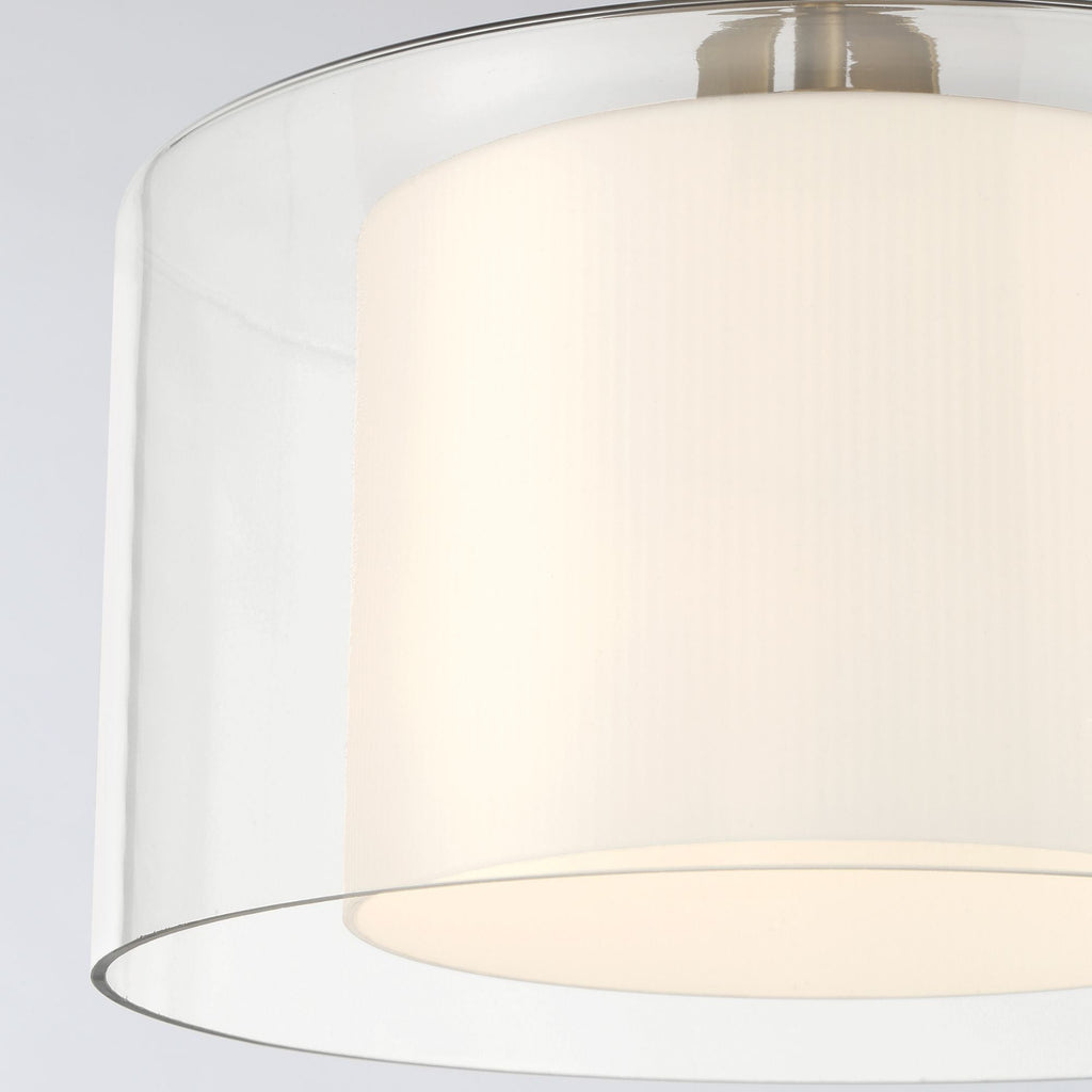 Minka-Lavery Seville 12.75 in. Semi-Flush Mount, Legacy Brass with Clear and Etched Opal Glass