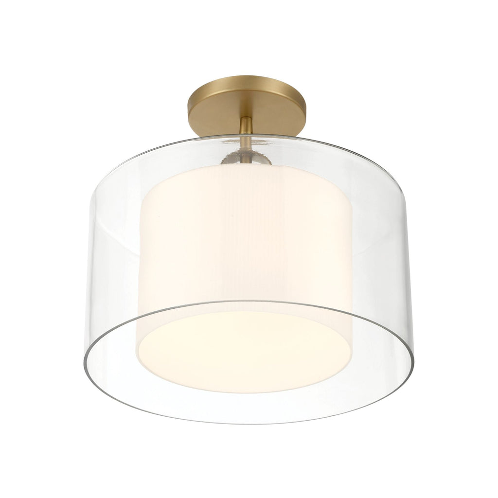 Minka-Lavery Seville 12.75 in. Semi-Flush Mount, Legacy Brass with Clear and Etched Opal Glass