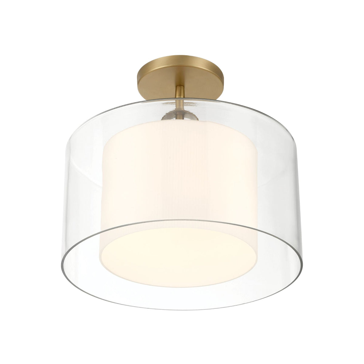 Minka-Lavery Seville 12.75 in. Semi-Flush Mount, Legacy Brass with Clear and Etched Opal Glass