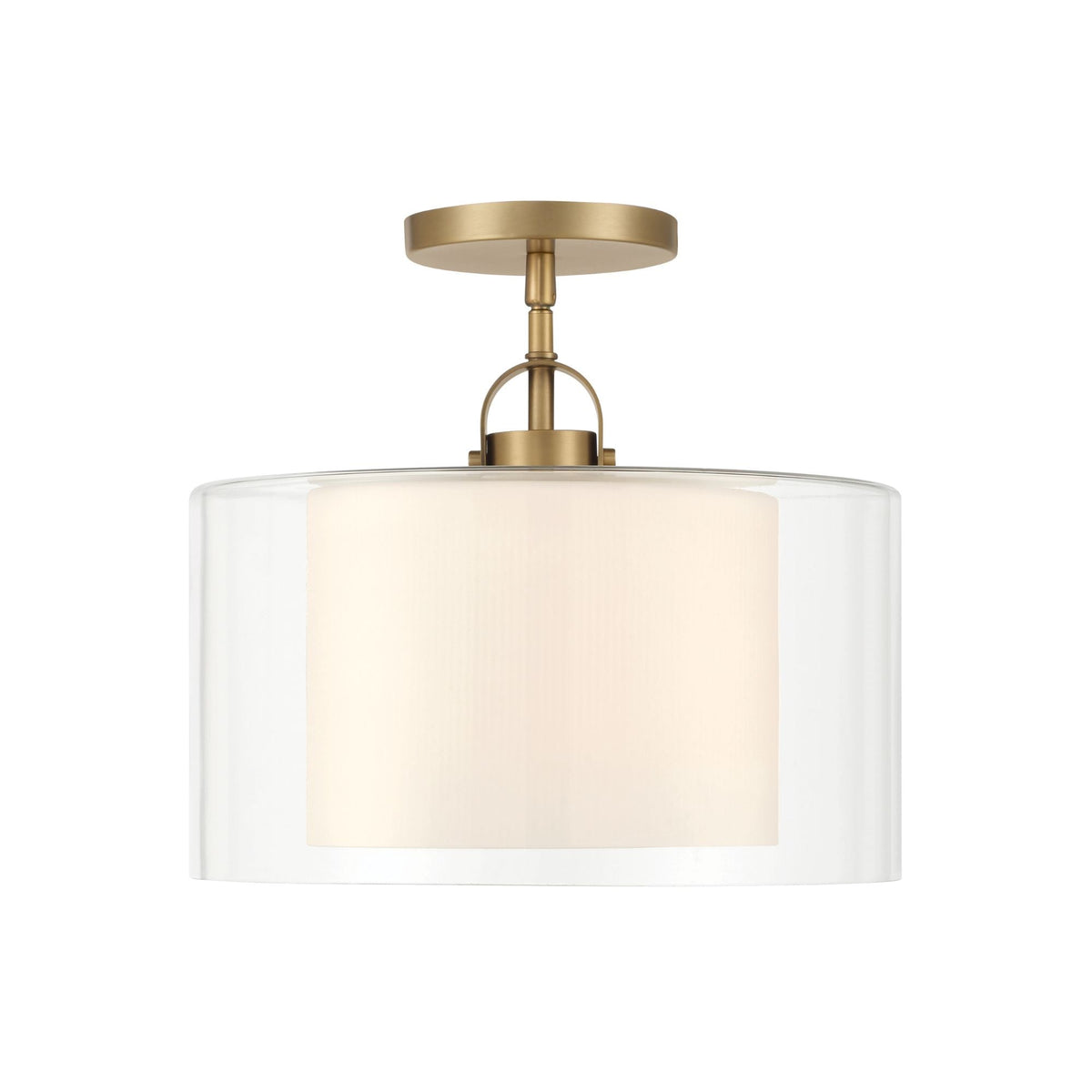 Minka-Lavery Seville 12.75 in. Semi-Flush Mount, Legacy Brass with Clear and Etched Opal Glass