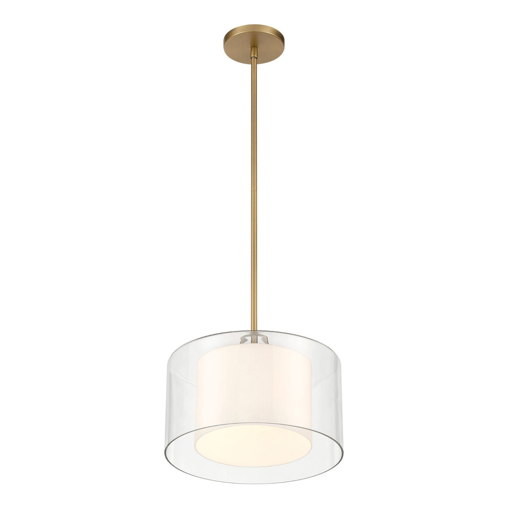 Minka-Lavery Seville 12.75 in. Semi-Flush Mount, Legacy Brass with Clear and Etched Opal Glass