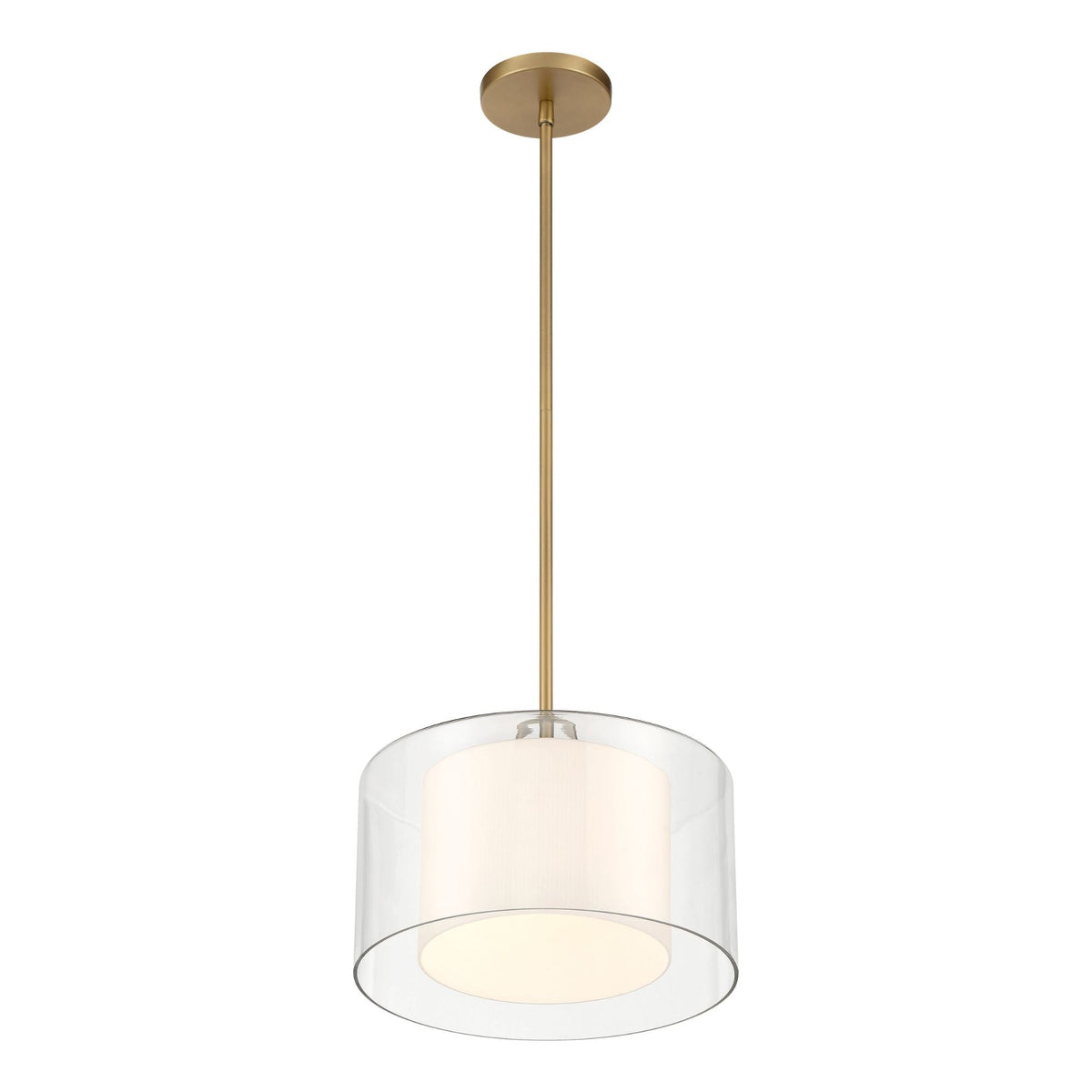 Minka-Lavery Seville 12.75 in. Semi-Flush Mount, Legacy Brass with Clear and Etched Opal Glass