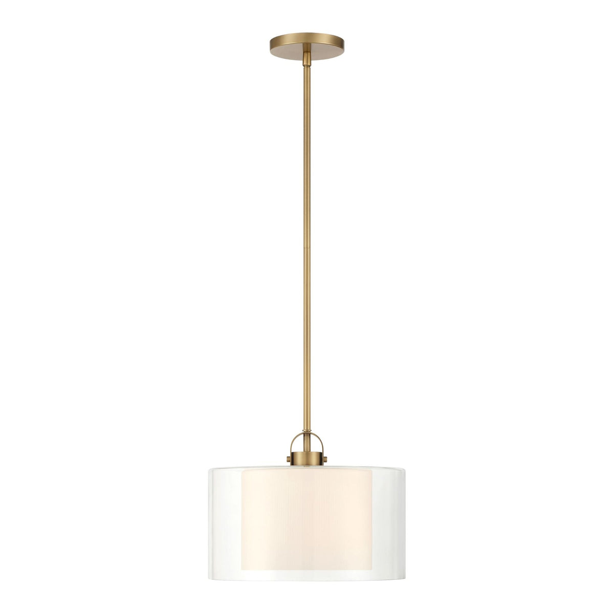 Minka-Lavery Seville 12.75 in. Semi-Flush Mount, Legacy Brass with Clear and Etched Opal Glass