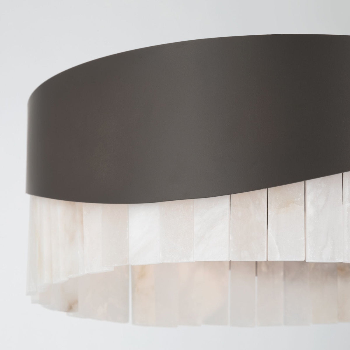 Minka-Lavery Sway 16 in. 3-Light Flush Mount, Dark Bronze with Genuine Alabaster Drum Shade