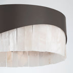 Minka-Lavery Sway 16 in. 3-Light Flush Mount, Dark Bronze with Genuine Alabaster Drum Shade