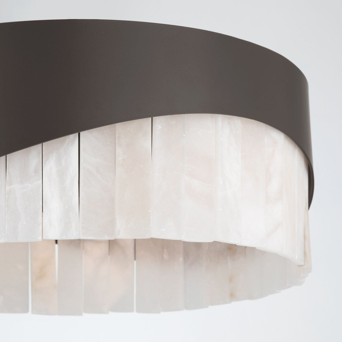 Minka-Lavery Sway 16 in. 3-Light Flush Mount, Dark Bronze with Genuine Alabaster Drum Shade