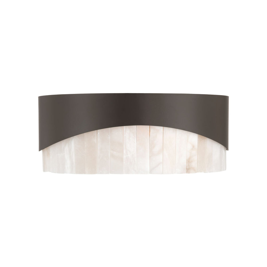 Minka-Lavery Sway 16 in. 3-Light Flush Mount, Dark Bronze with Genuine Alabaster Drum Shade