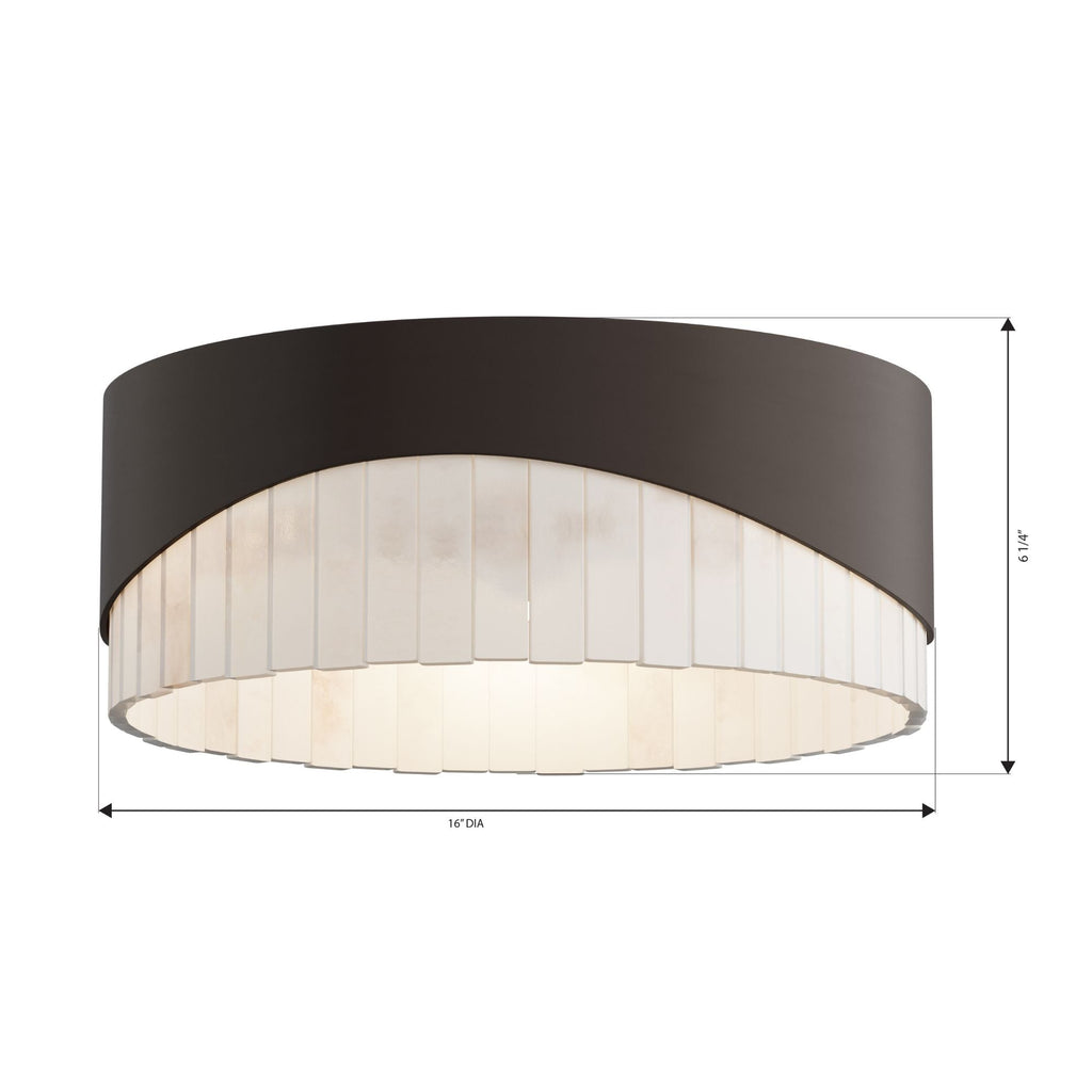 Minka-Lavery Sway 16 in. 3-Light Flush Mount, Dark Bronze with Genuine Alabaster Drum Shade