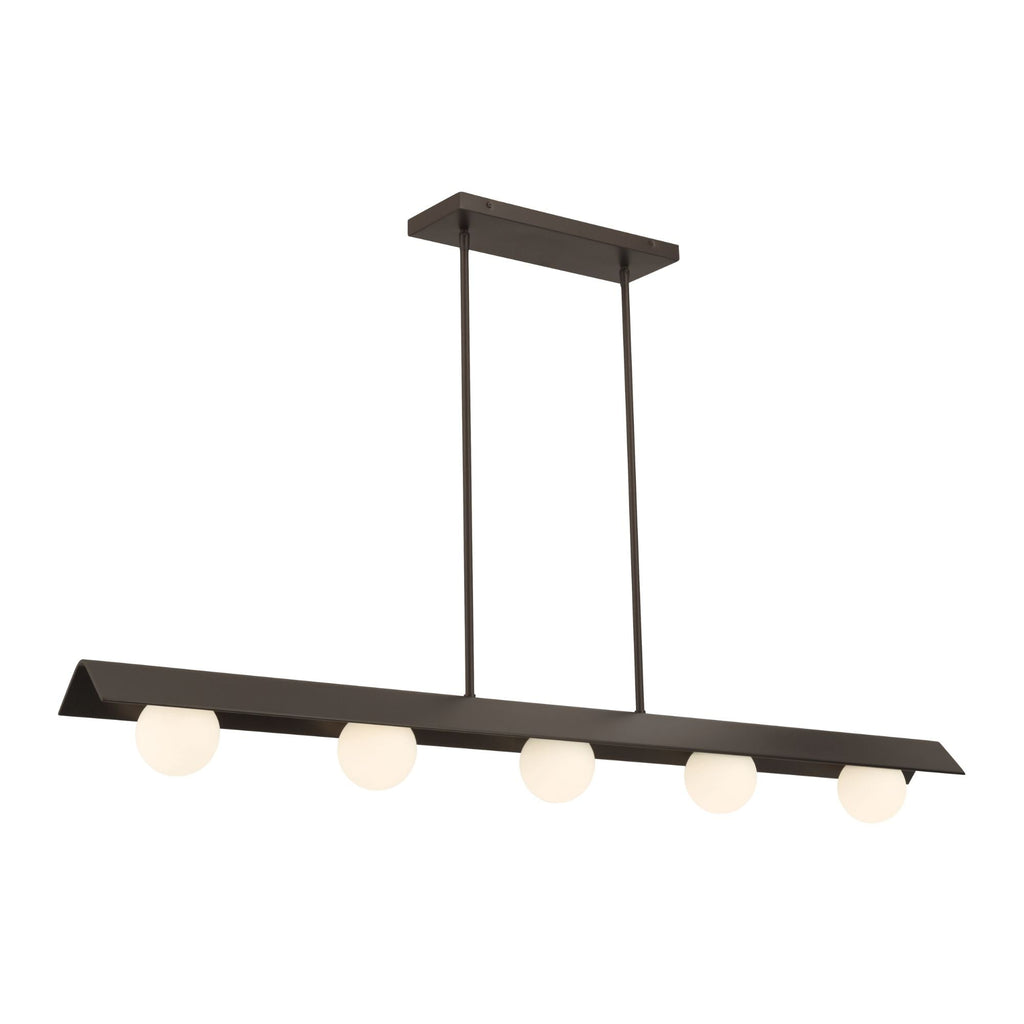 Minka-Lavery Vestra 54 in. Linear Chandelier, Dark Bronze with Etched Opal Glass