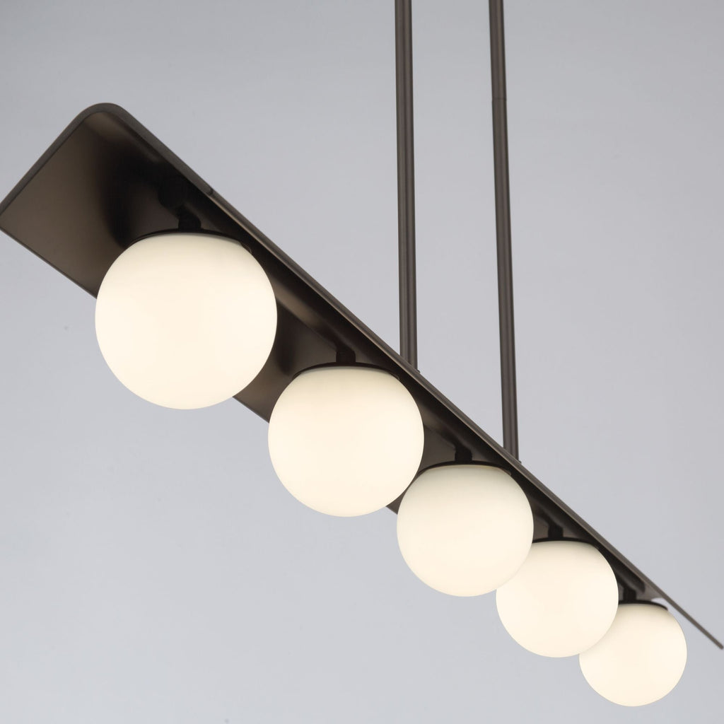 Minka-Lavery Vestra 54 in. Linear Chandelier, Dark Bronze with Etched Opal Glass