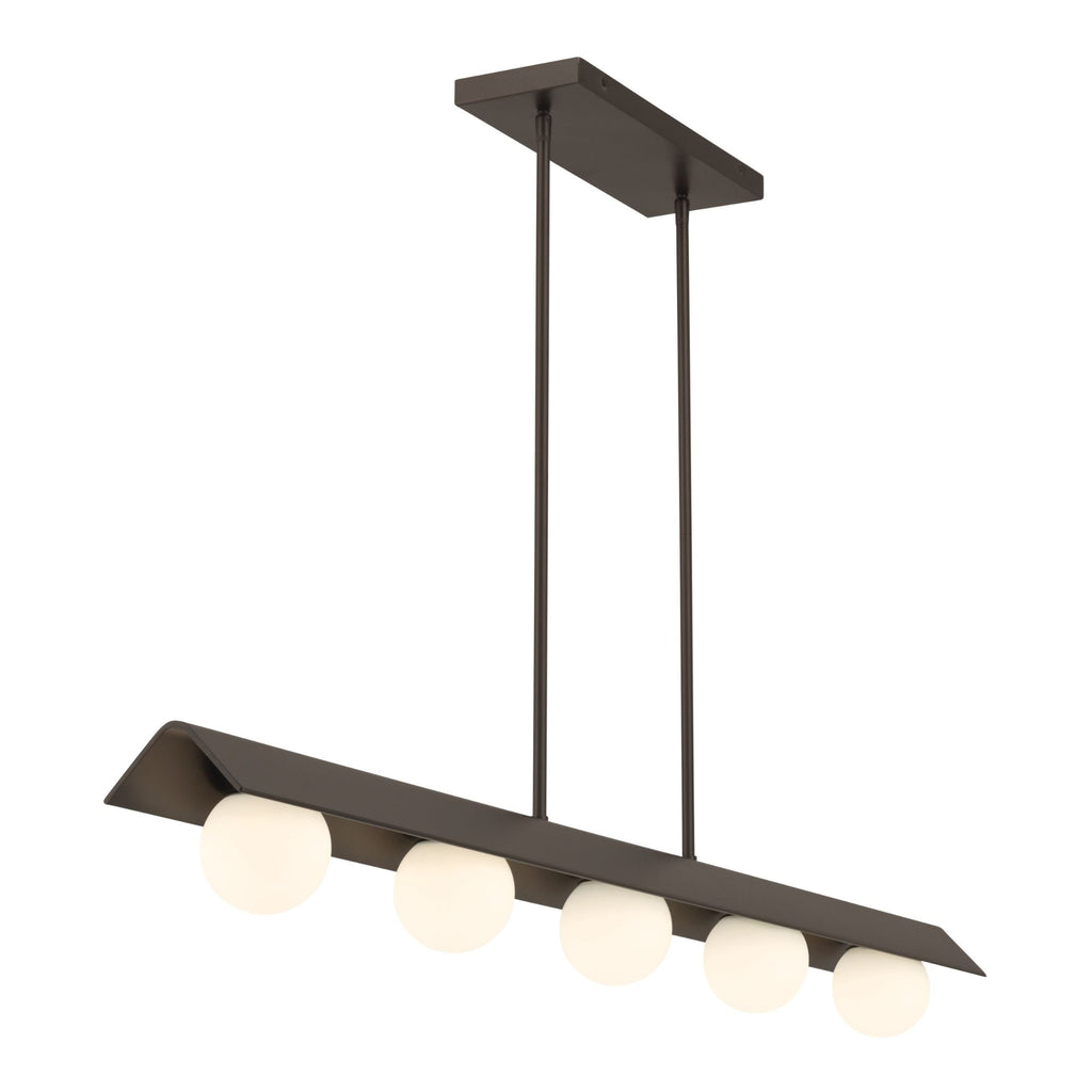 Minka-Lavery Vestra 54 in. Linear Chandelier, Dark Bronze with Etched Opal Glass