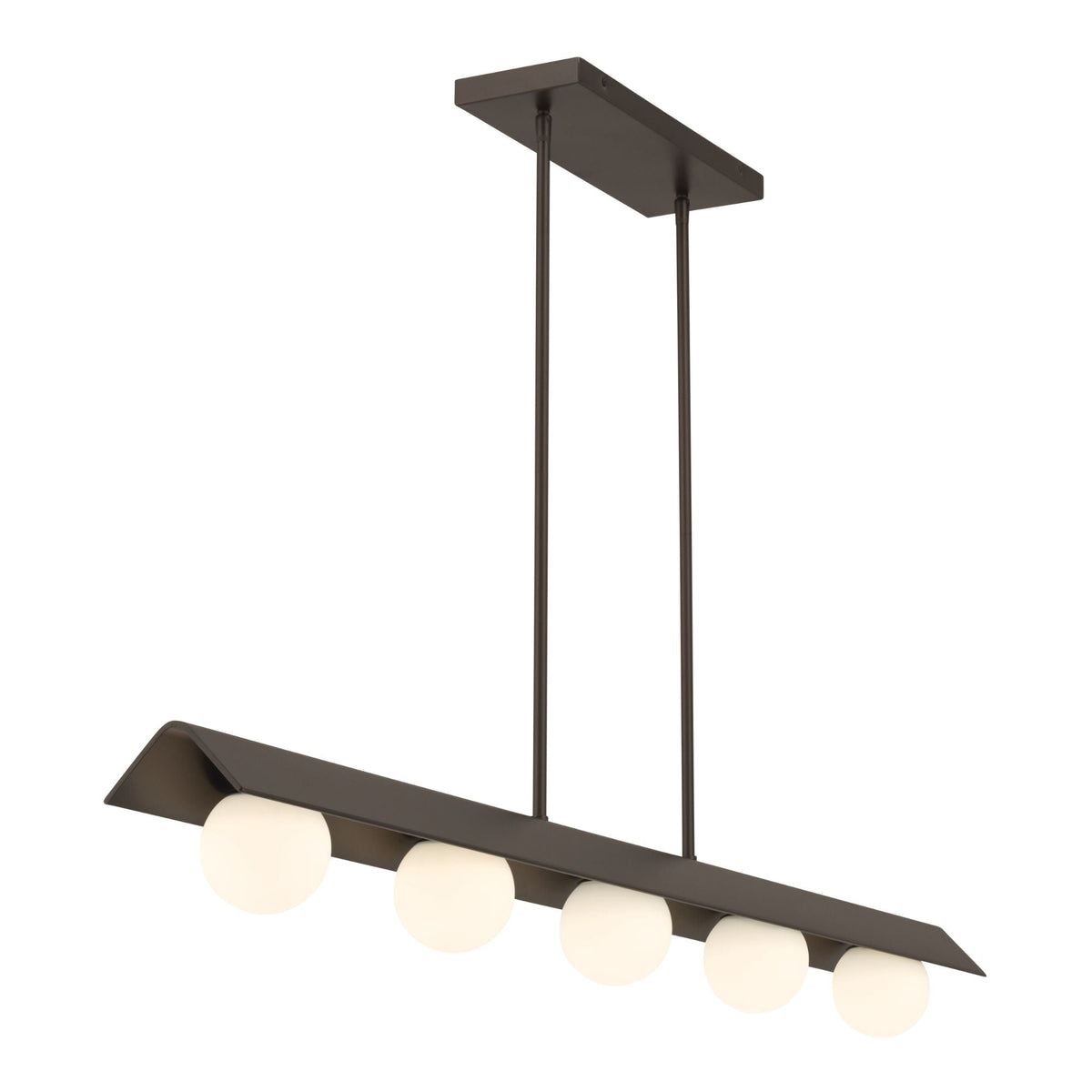 Minka-Lavery Vestra 54 in. Linear Chandelier, Dark Bronze with Etched Opal Glass