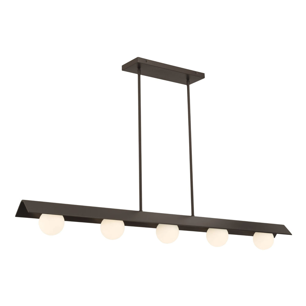 Minka-Lavery Vestra 54 in. Linear Chandelier, Dark Bronze with Etched Opal Glass