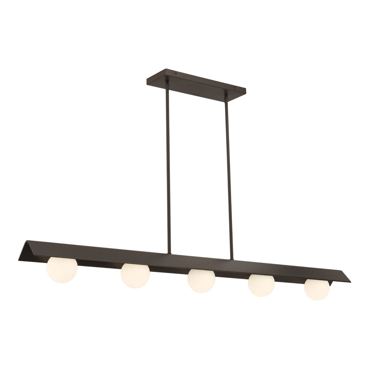 Minka-Lavery Vestra 54 in. Linear Chandelier, Dark Bronze with Etched Opal Glass