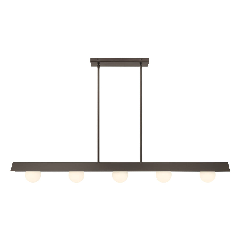Minka-Lavery Vestra 54 in. Linear Chandelier, Dark Bronze with Etched Opal Glass