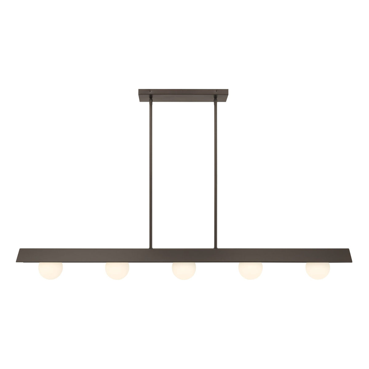 Minka-Lavery Vestra 54 in. Linear Chandelier, Dark Bronze with Etched Opal Glass