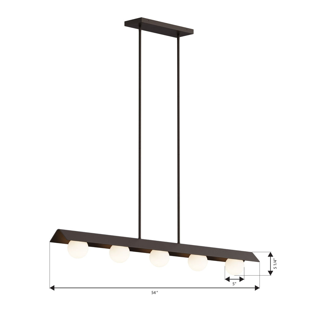 Minka-Lavery Vestra 54 in. Linear Chandelier, Dark Bronze with Etched Opal Glass