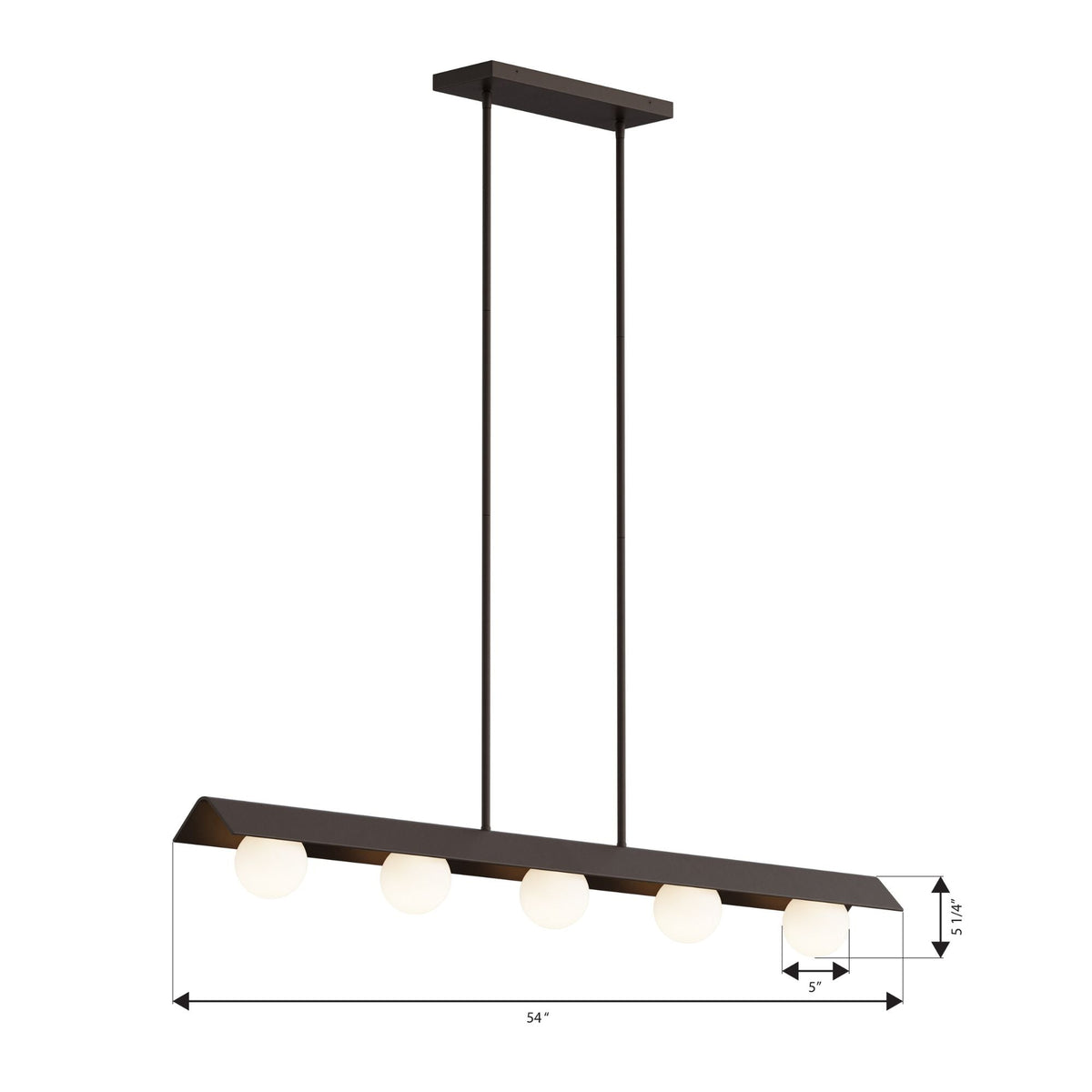 Minka-Lavery Vestra 54 in. Linear Chandelier, Dark Bronze with Etched Opal Glass