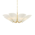 Mitzi Winifred 36.25 in. 8-Light Chandelier, Aged Brass with Gathered Off-White Cotton Shades