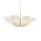 Mitzi Winifred 36.25 in. 8-Light Chandelier, Aged Brass with Gathered Off-White Cotton Shades