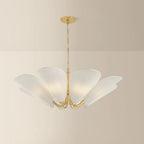 Mitzi Winifred 36.25 in. 8-Light Chandelier, Aged Brass with Gathered Off-White Cotton Shades